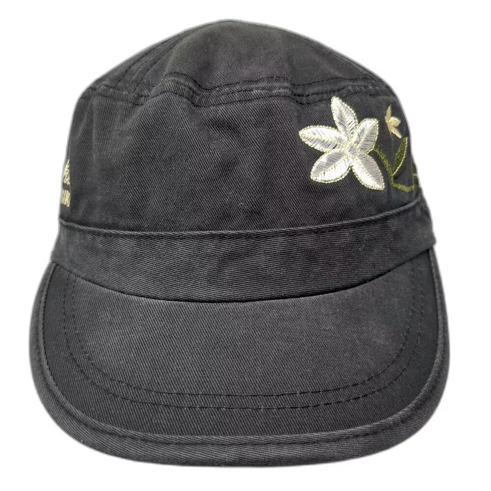 Alternative Army Cap Hat Black Gold OS Floral Duke's Waikiki Strapback Cotton